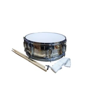 Portable Snare Drum Full Set With Drumsticks, White Strap & Drum Key