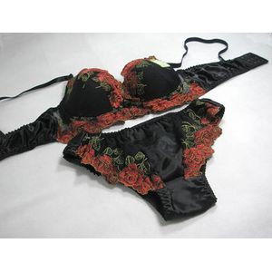 Pure Silk Sexy Lingerie Lace Bra Pants Set Lacy Underwire Thinly Padded Red  -Paradise Silk
