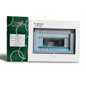 ZY Electrical BFC Series Consumer Unit – 4-6 Units Surface-Mounted Circuit Breaker Distribution Board White Plastic Panel With Transparent Cover