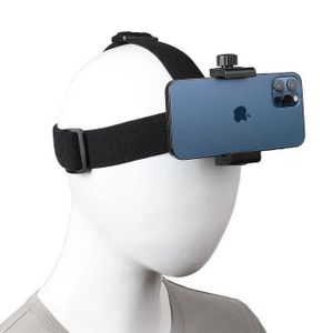 Head Mounted Phone Holder - Black - Adjustable for Action Cameras & Smartphones