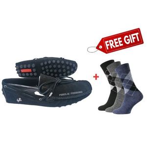 BLACK ELEGANT SUEDE-LEATHER  TODS LOAFERS. + FREE PAIR OF SOCKS