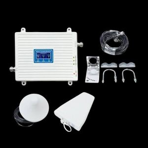 High Power Improved Network Connectivity for Large Coverage Areas 2G, 3G,4G Tri Band GSM Mobile Cell Phone Networks Signal Booster Enhancer Repeater Amplifier Complete System Kit 