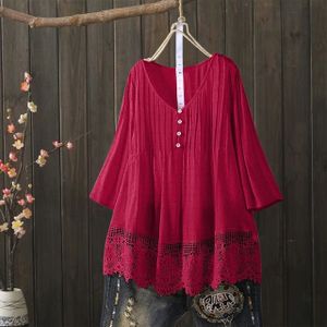 Sexy Summer Tops for Women, Women's Lace Half Sleeve Shirts Zipper Ｖ Neck  Plus Size Tops Sexy Hollow Out Blouses blusas de mujer de moda blusas