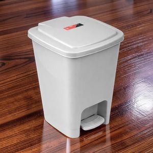 30L Gray Hard Plastic Durable Material Long Life Step Pedal Waste Garbage Dust Bin 