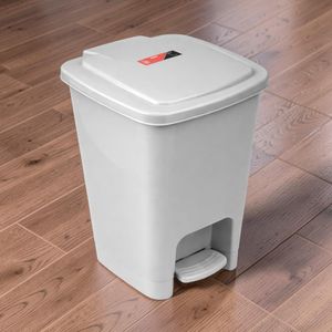 30L Gray Hard Plastic Large Capacity Durable Design Step Pedal Waste Garbage Dust Bin