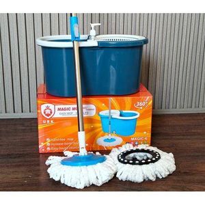Spin Mob Portable Automatic Spin Mop and Bucket Set for Floor Cleaning with 360° Rotating Handle and Microfiber Heads