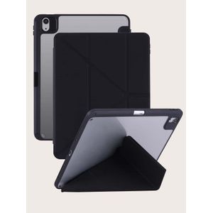 Foldable Clear Back Case for iPad Air 11 M2 (2024) – Pencil Holder, Tri-Fold Stand, Slim Protective Cover (Black)
