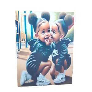 Playful Secrets – Sweet Toddler Twins Playground Moments Canvas Wall Art