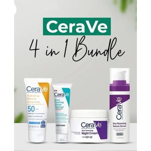 4 in 1 Hydrating Mineral Sunscreen SPF 50 – 75ml, Acne Foaming Cream Cleanser – 150ml, Skin Renewing Night Cream – 48g, Skin Renewing Retinol Serum – 30ml