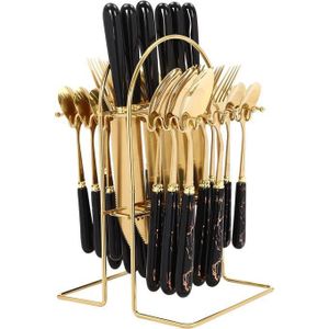 Marble Decorated 24PCs Hight Quality Cutlery Set with Stand for Luxury Dining