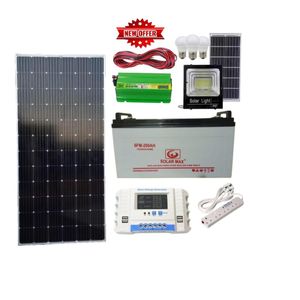 Solarmax 400W Solar panel all weather +200ah solar battery +600W solar power imnverter +30ah solar charge controller +3 Dc bulb +Extension +5m red,5m black cable+Free 100W solar flood lights