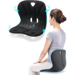 Premium Ergonomic Curble Back Support Chair – Corrective Posture Seating Aid – Portable Lumbar Support for Office, Home & Car – Pressure-Relieving Orthopedic Backrest for Better Spine Alignment – Grey & Blue