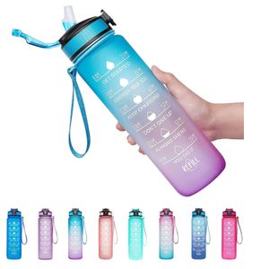 2 Liter Cute Water Bottle with Stickers Straw Bounce Lid Time Scale  Reminder Fro