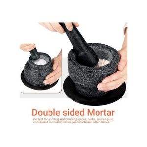 2 in 1 Mortar and Pestle Set Double Sided, 2 Cup-Capacity, Unpolished Granite Mortar and Pestle, Food Safe for Herbs, Spices, Coffee Beans Obtain patent protection