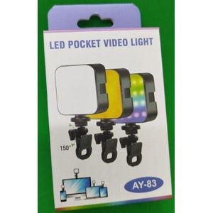 AY-83 RGB LED Mini Pocket Video Light – Adjustable Photography Light for Mobile Phones, DSLR Cameras, and Social Media Vlogs