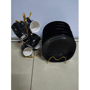 All-Black 12-Piece Dinnerware Combo Set (Plates & Mugs)