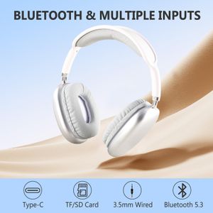 Genia Bluetooth Wireless Over Ear Headphones With Microphone 42H Of Playtime Deep Bass 90° Foldable Lightweight Wired Headset Fitting In Gym,Home,Workout For IOS Android Laptop
