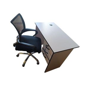 1.2Meter Office / Study Desk with Ergonomic Office Chair – Durable & Comfortable for Home & Office WHITE+BLACK