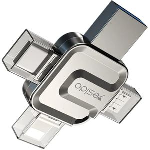 Metal Yesido Flash Drive, USB  4-in-1 Design, OTG Functionality, 64GB Large Storage Capacity, High-Speed Data Transfer, Compact and Portable Aluminum 