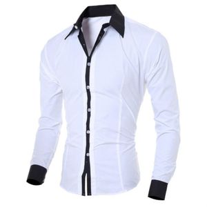 Casual Business Men Dress Long Sleeve Social Shirts - White