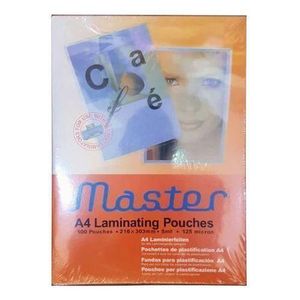 Master  A4 Laminating Pouches, 8.5 x 11.9 Inch (216×303mm) 125 Mic, 100 Pack, Clear Thermal Laminating Sheets for Standard Laminators, Letter, Photo