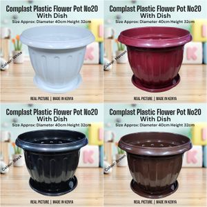 Complast 20Ltrs plastic flower pot/planter with plate