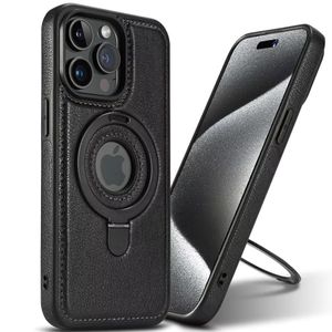 Premium Magnetic Leather IPhone Ip15 Pro Max Back Cover With Stand – Elegant, Shockproof & MagSafe Compatible