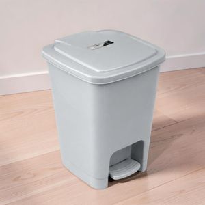 30L Gray Hard Plastic Durable Body UV Protection Step Pedal Waste Garbage Dust Bin