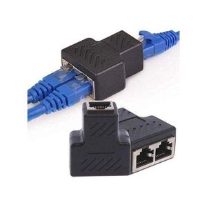 Black RJ45 Splitter Adapter 1 to 2 Dual Female Port CAT5/CAT 6 LAN Ethernet Sockt Network Connections Splitter Adapter P15