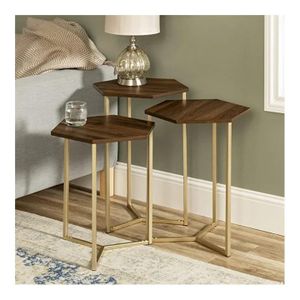 THREE HEXAGONAL NESTING STOOLS / COFFEE TABLE 