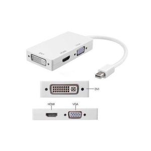 Mini Display Adapter Port To HDMI DVI VGA - White