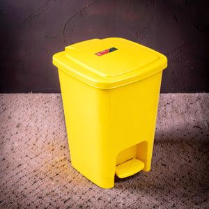 30L Yellow Hard Plastic Easy Clean Compact Size Step Pedal Waste Garbage Dust Bin 