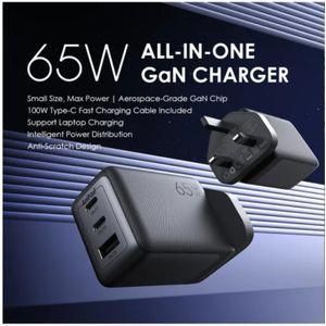 Oraimo HyperGaN 65 65W GaN Wall Charger Kit with 100W CC Cable with a Gan Tech Support Laptop Charging Intelligent Power Distribution & Anti-scratch Texture