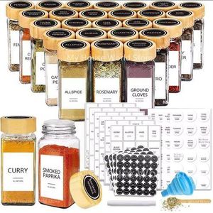 29pcs SET GLASS STORAGE SPICE JARS WITH BAMBOO LID