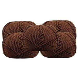 5 pcs 4-PLY  Cotton yarn for hand knitting crocheting scarves, sweaters, shawls, blanket, pet toys, various, handmade DIY_Brown 