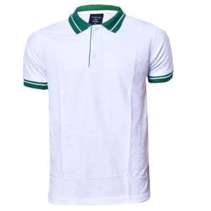 White Polo T-Shirt Kenya Green Collar