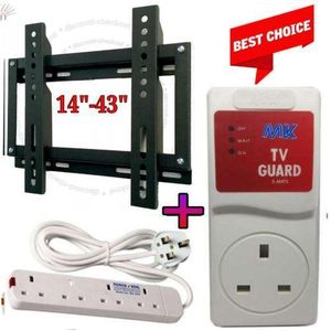 14,22,24,32,39,40,42 &43 Inch TV Wall Mounting Bracket +Electronic TV Guard +4Way Power Extension