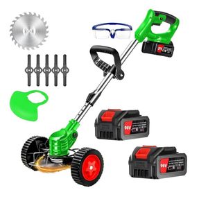 Electric Lawn Mower with Two 96V Large Capacity Lithium Ion Batteries and Two Wheels for Easy Push