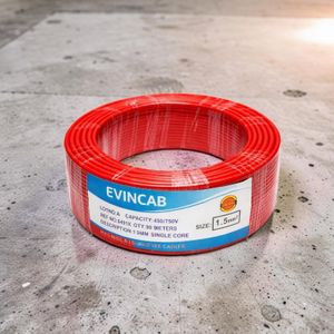 Evin 1.5mm Red Single Core Heavy Duty Durable Build Efficient Conductivity Efficient Performance Electrical Wiring Cable