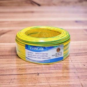 Evin Yellow Green 2.5mm Single Core Tangle-Free Coil Super Quality Indoor Electrical Wiring Cable 