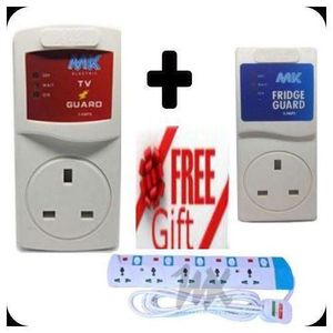 Power King TV AND FRIDGE GUARD + FREE 5 WAY EXTENSION – SURGE PROTECTOR BUNDLE FOR SAFE HOME POWER USAGE
