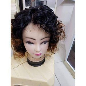 Classy Short Curly Human Hair Wig With Closure.