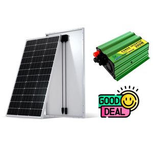 Solarmax 500Watts Solar Panel All Weather Monocrystalline 500 Watts  Solar Panel 25 Years Warranty + 300W Solar Power Inverter 300 W DC to AC Inverter