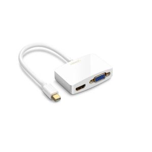 Ugreen MD115 Mini DisplayPort to HDMI + VGA Converter, Silver – Mini DP Video Adapter for Monitor, TV, Projector, MacBook & Laptop