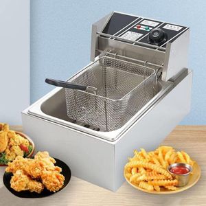 OwnGreat OG.DF10 Commercial Deep Fryer, 6.3QT/6L 2500W MAX Stainless Steel Electric Deep Fryer With Basket, Countertop Fryer Deep Fryer For Chicken Chips Fries French Fries Restaurant Home Kitchen