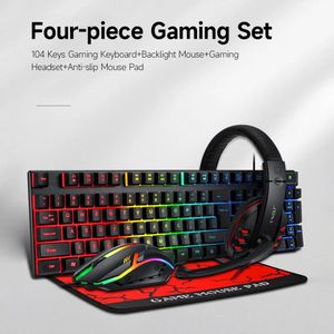 T-WOLF 4-In-1 RGB Gaming Starter Pack – LED Gaming Keyboard, RGB Mouse, Stereo Gaming Headset & Gaming Mouse Pad