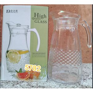 1.5L Glass Water Pitcher With Lid - Floral Design Jug, Glass Water Jug With Lid, Decorative Glass Pitcher.