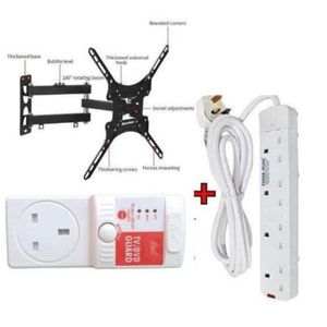 Home Design Heavy Duty Full Motion 360 Degree TV MOUNT - 14 Inch -55 Inch TILT ROTATING WALL MOUNT BRACKET + EXTRA BONUS TV GUARD SURGE POWER PROTECTOR& 4 Way Power Extension Cable Socket