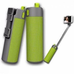 GREEN 5 in 1 Multifunctional Extendable Selfie Stick Wireless Speaker With Flashlight Power Bank Phone Holder Portable Speakers