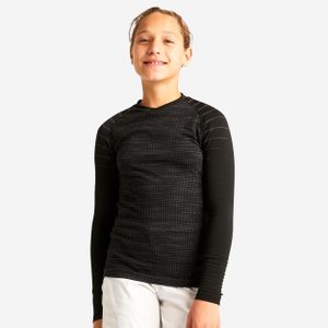 Kipsta Kids' Long-Sleeved Thermal Base Layer Top Keepdry 500 - Black